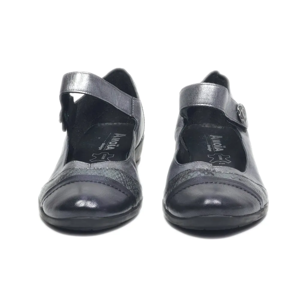 Amoia Ballerinas Leather Grey Colour For Women
