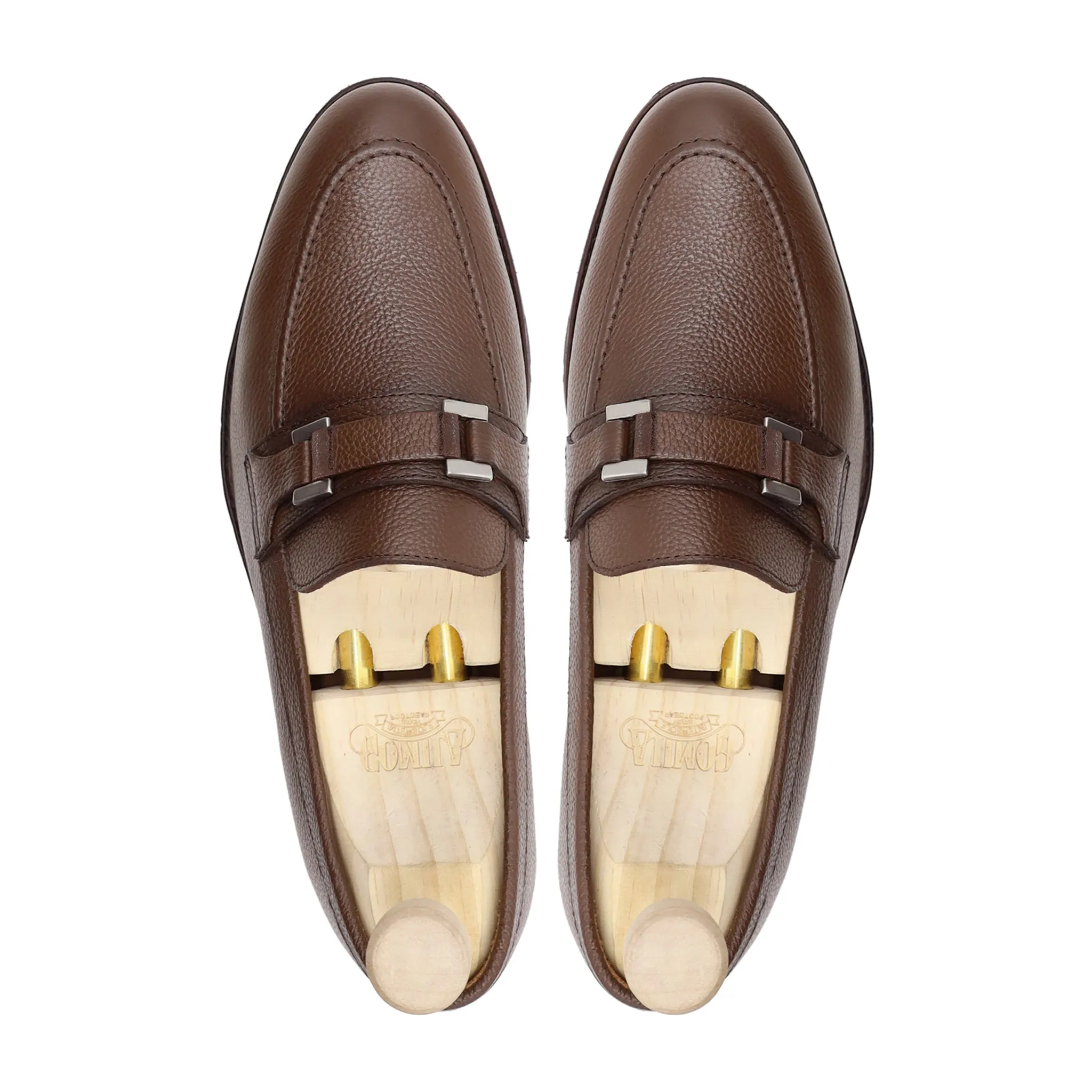 Athena - Men's Brown Pebble Grain Leather Loafer