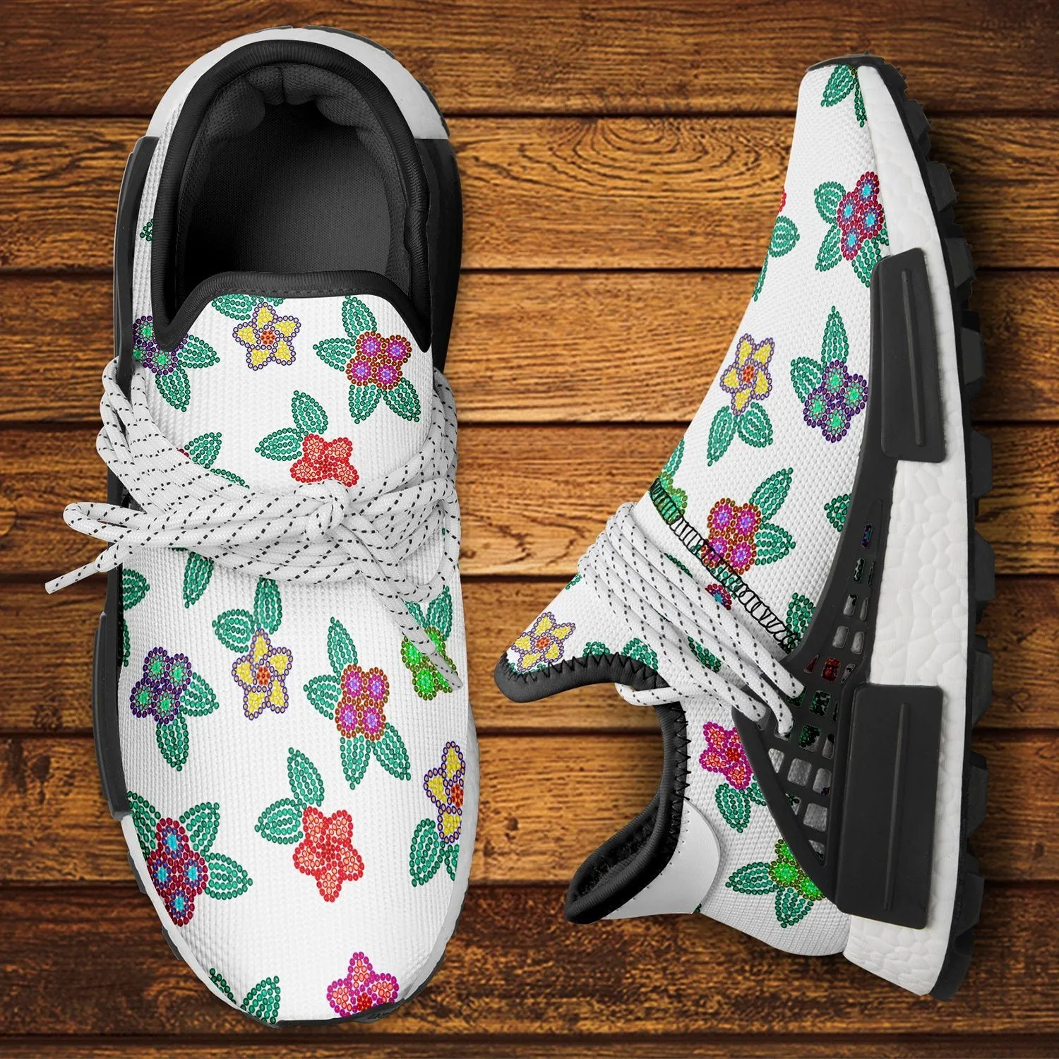 Berry Flowers White Okaki Sneakers