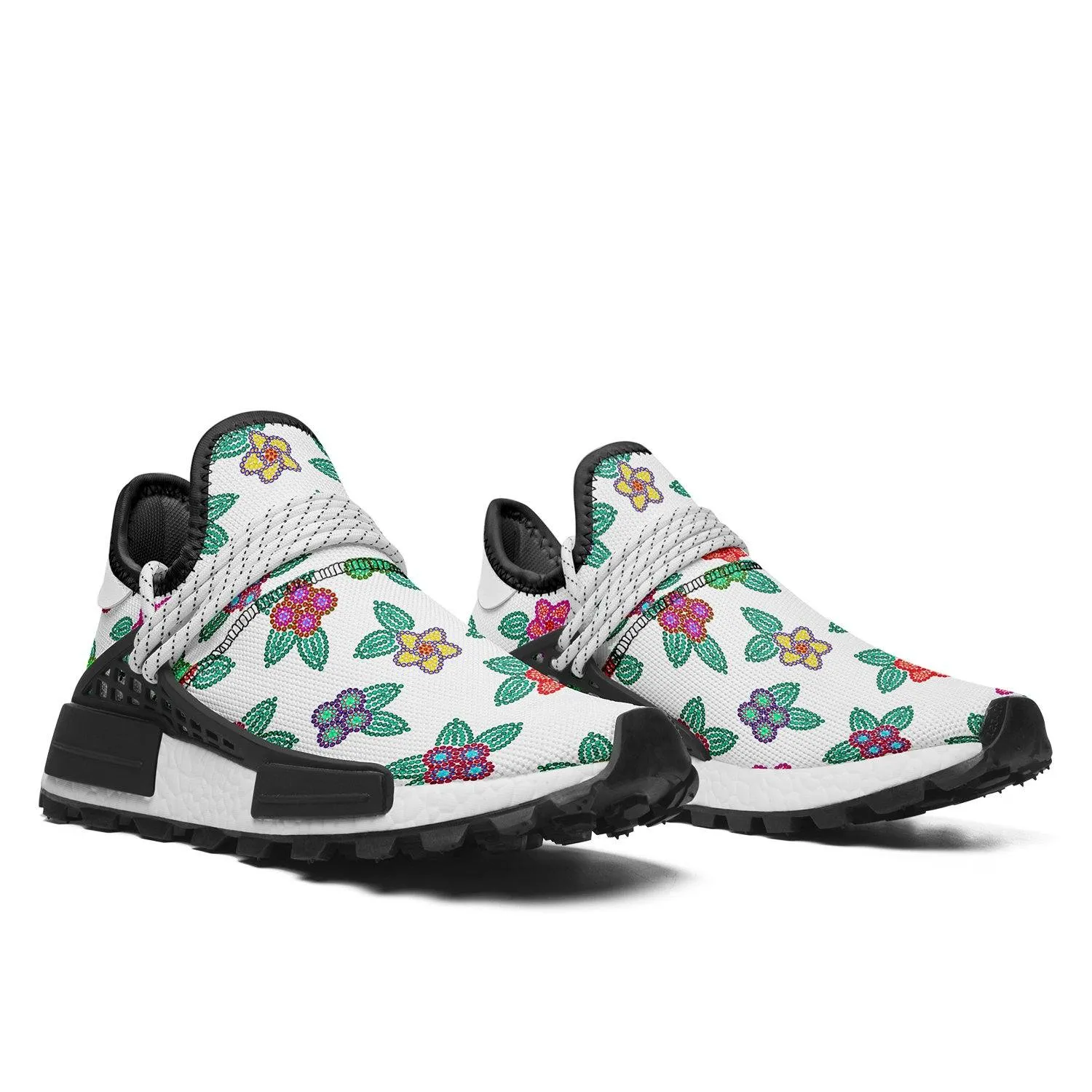 Berry Flowers White Okaki Sneakers