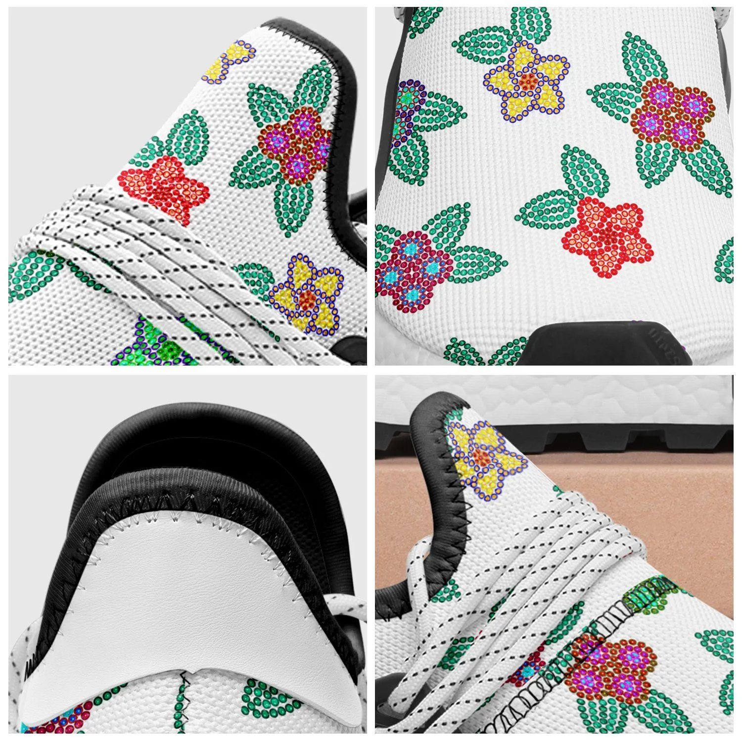 Berry Flowers White Okaki Sneakers
