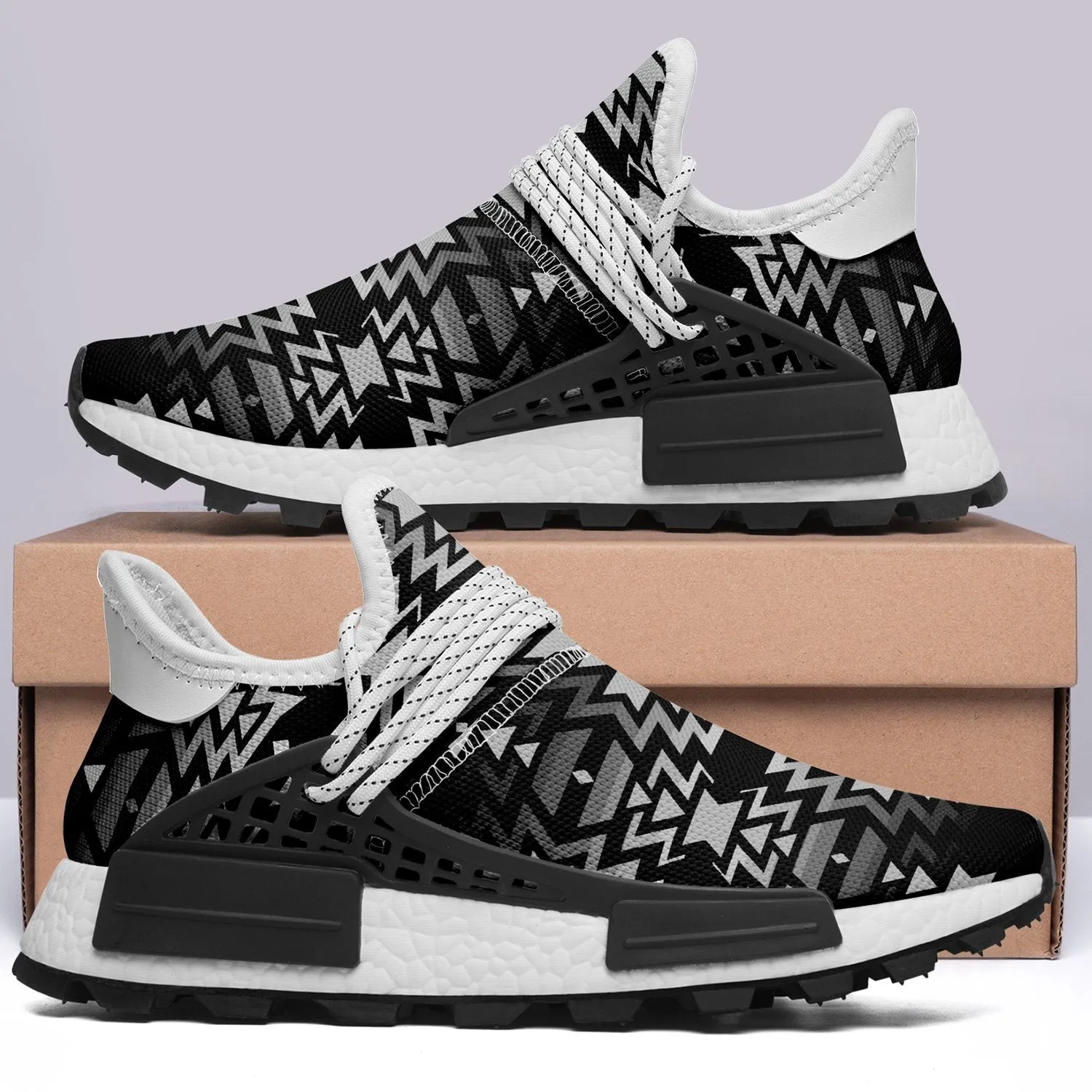 Black Fire Black and White Okaki Sneakers