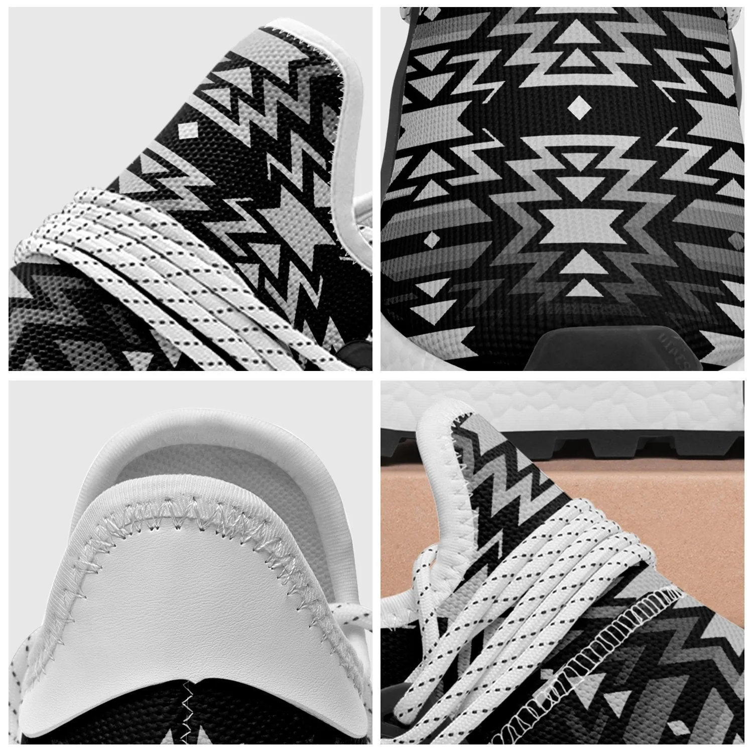 Black Fire Black and White Okaki Sneakers