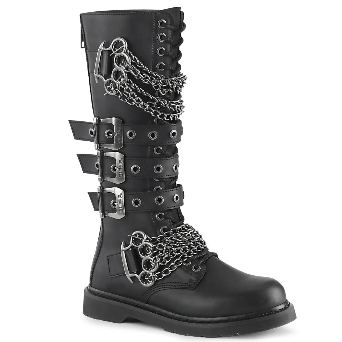 Brass Knuckles Chain Boots (Demonia - Bolt-450) - Unisex
