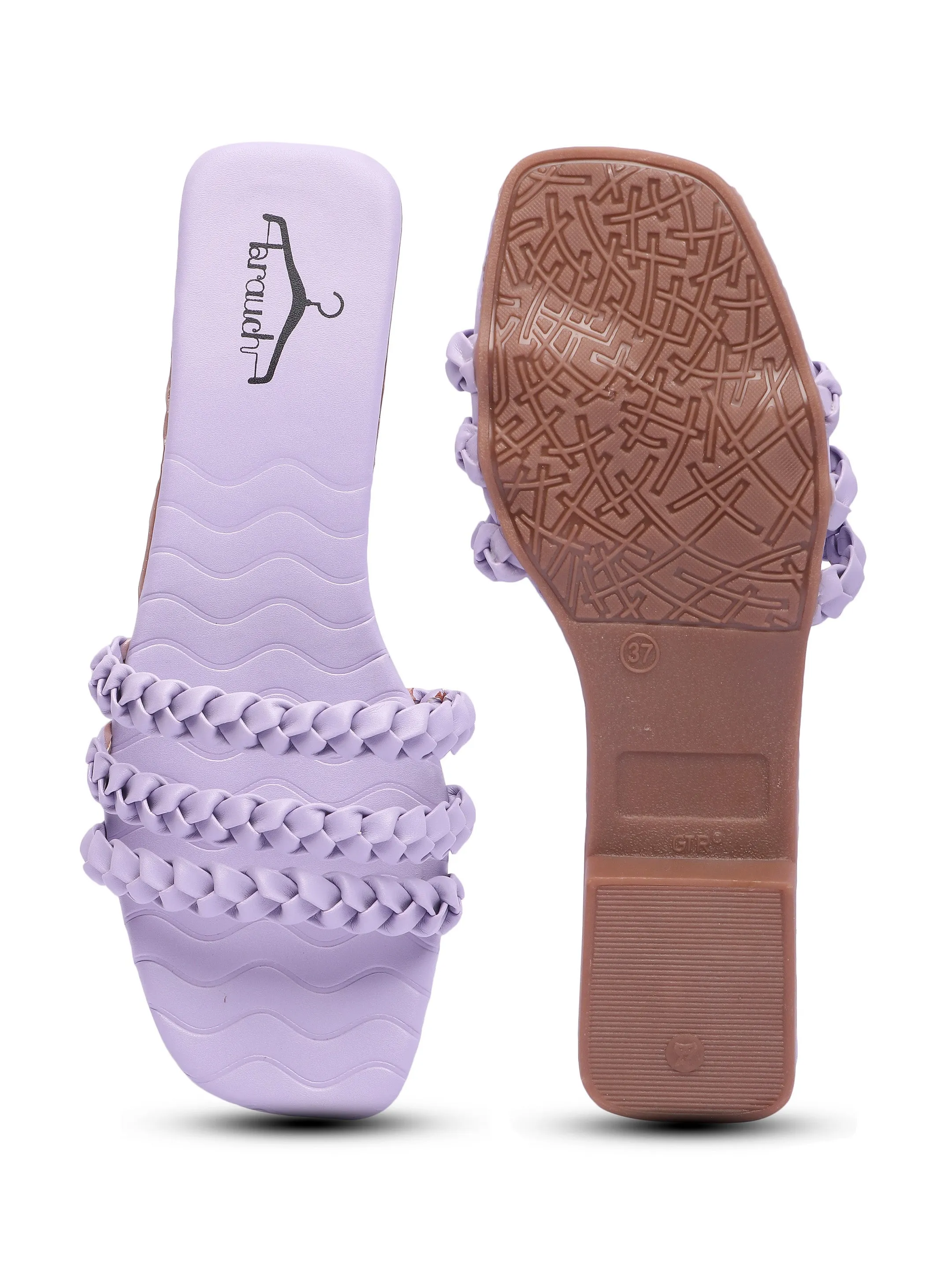 Brauch Lavender Braided Multistrap Patterned Flats
