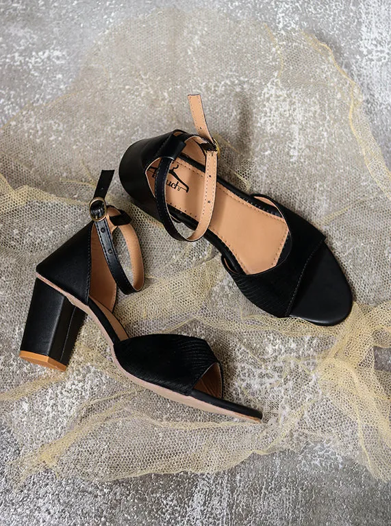 Brauch Women's Black Patterned Block Heel