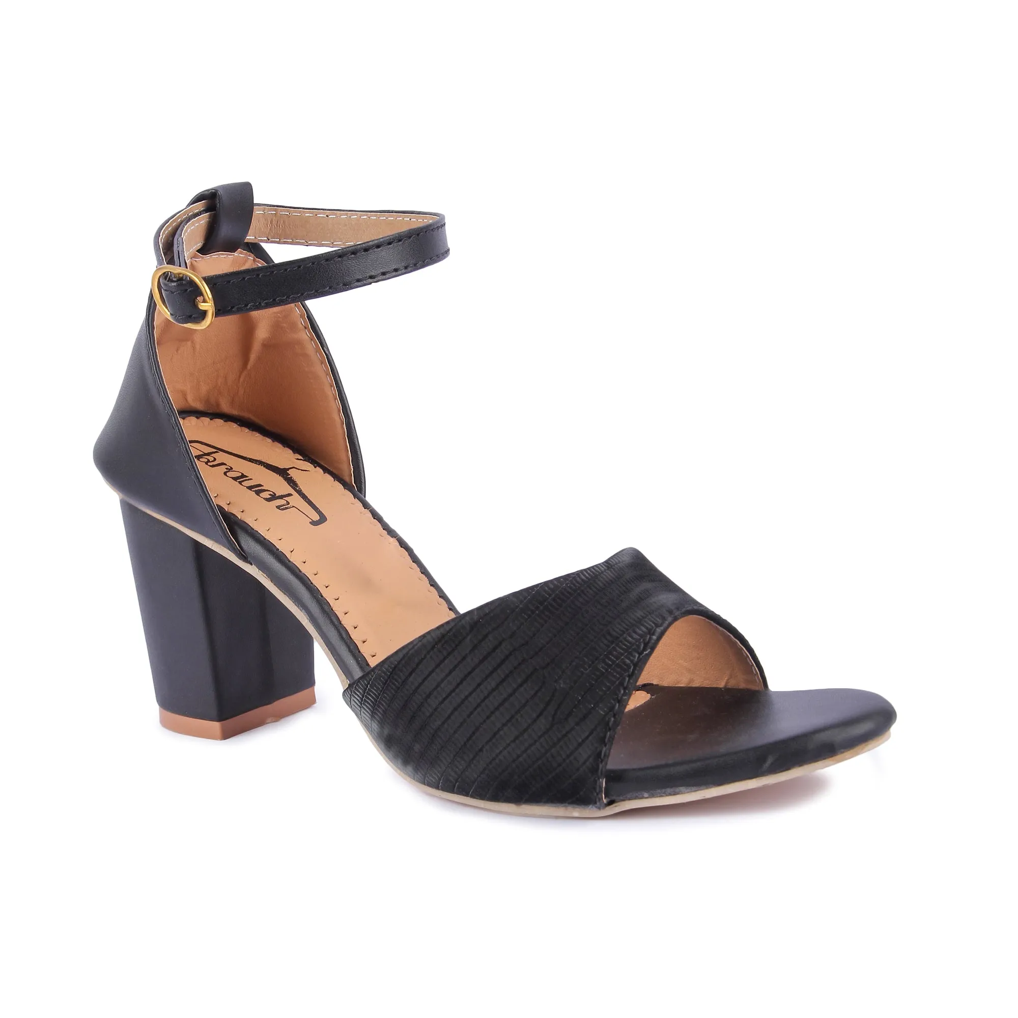 Brauch Women's Black Patterned Block Heel