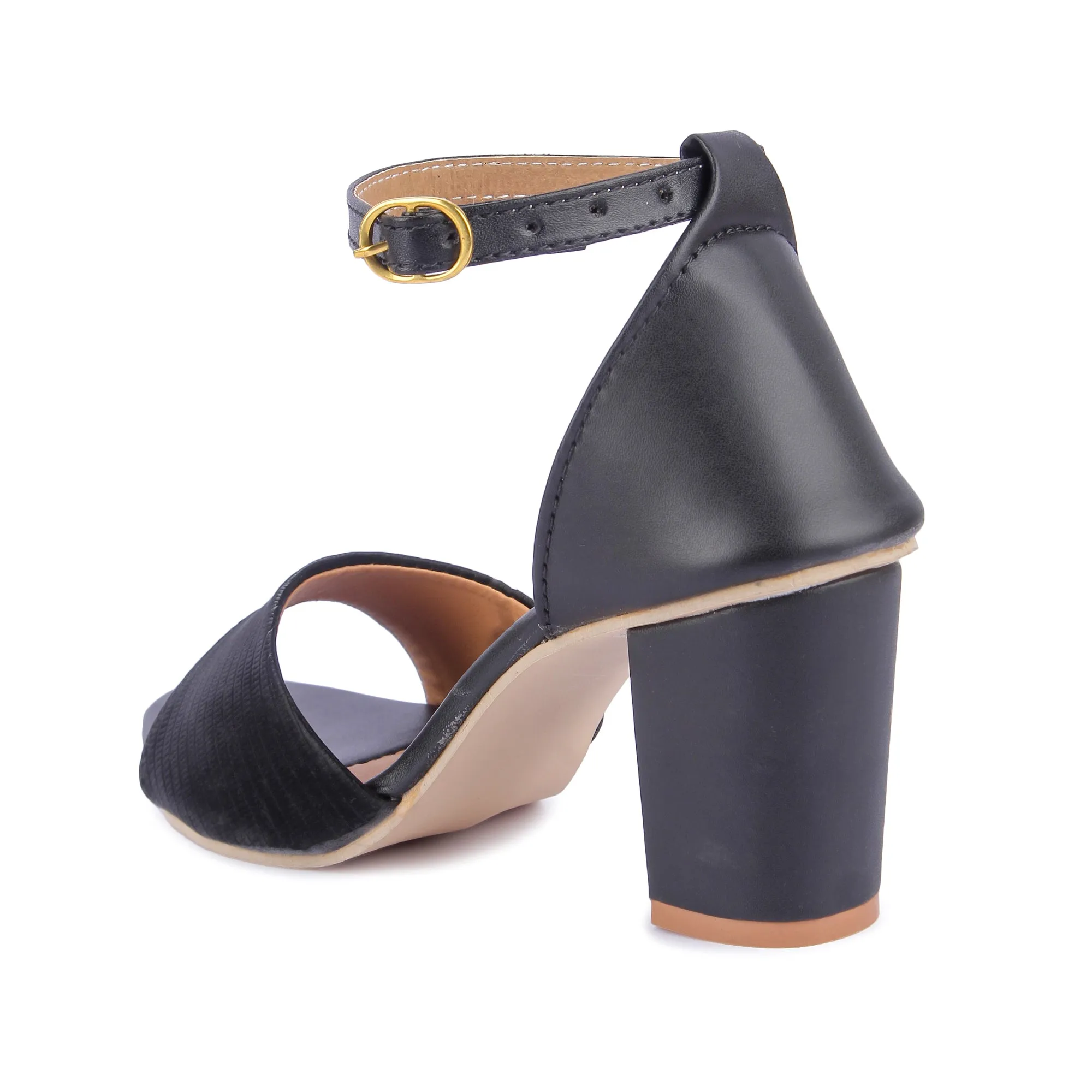 Brauch Women's Black Patterned Block Heel