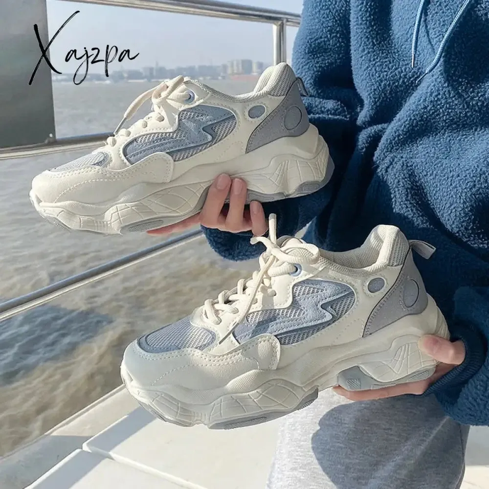 Chunky Sneakers Women Breathable Mesh Casual Shoes Sneakers Tennis Female Vulcanized Shoes Platform Lace Up Women's Trainers New