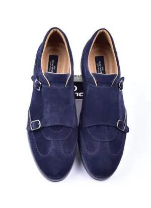 Corrente Suede Double Monkstrap Sneaker Navy