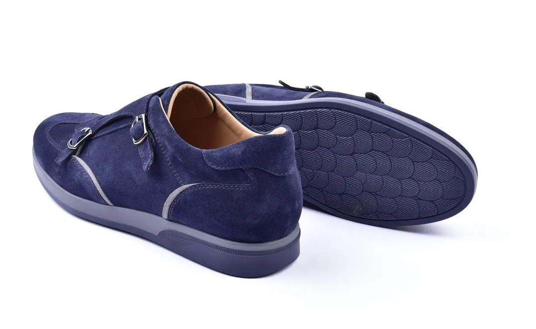 Corrente Suede Double Monkstrap Sneaker Navy