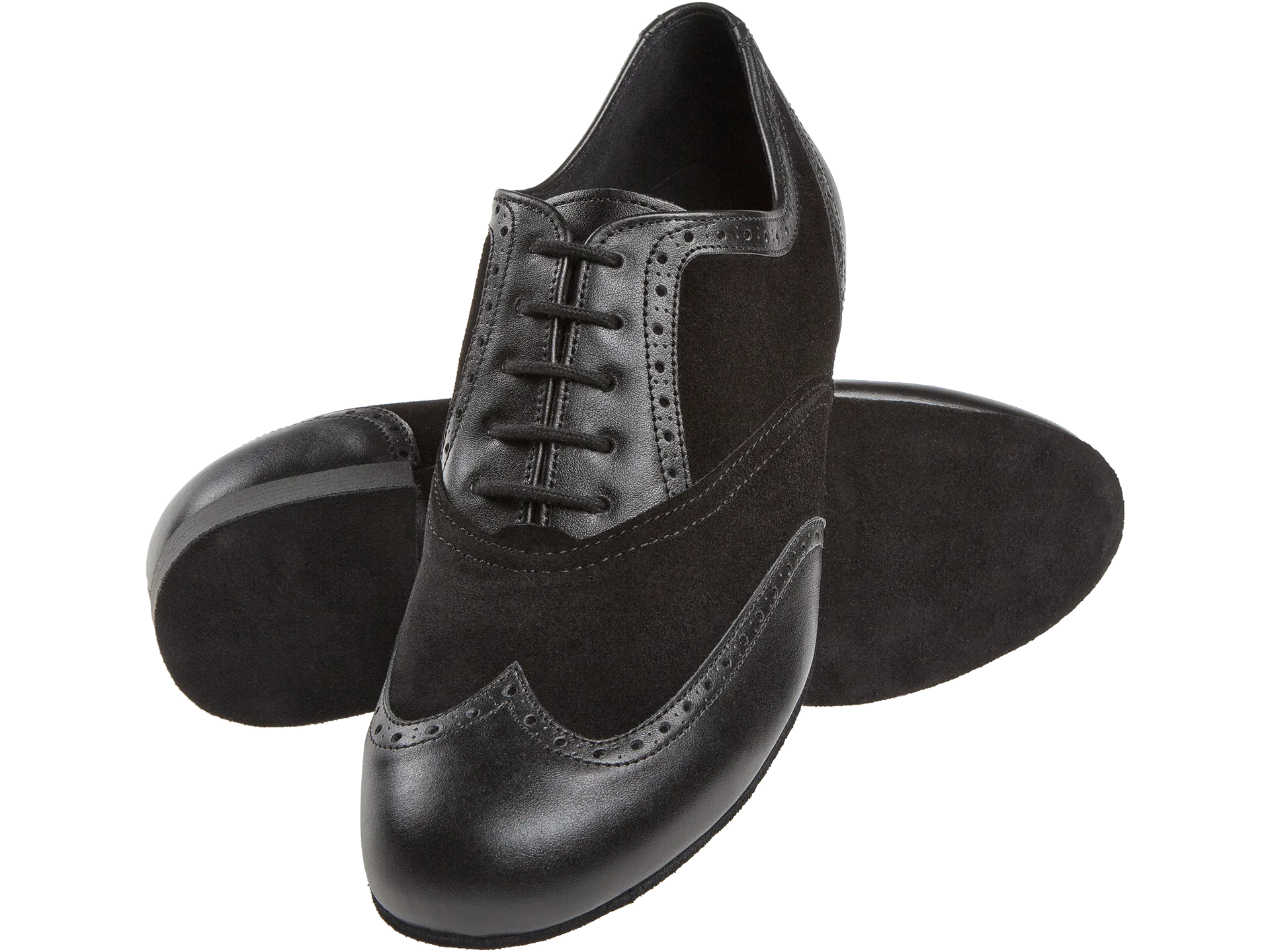 Diamant-Mens: Cagney: New York Black & Midnite: Black Leather & Suede | .75" Standard | MED/WIDE | Suede Sole