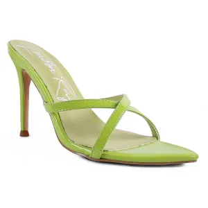 Green High Heeled Pointed Toe Sandal