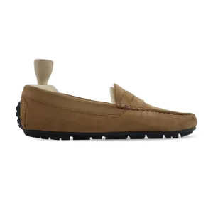 Handmade Custom Camel Suede Leather Driver Mens Loafers