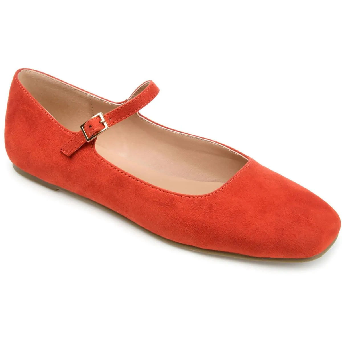 Journee Collection Womens Carrie Faux Suede Slip On Ballet Flats
