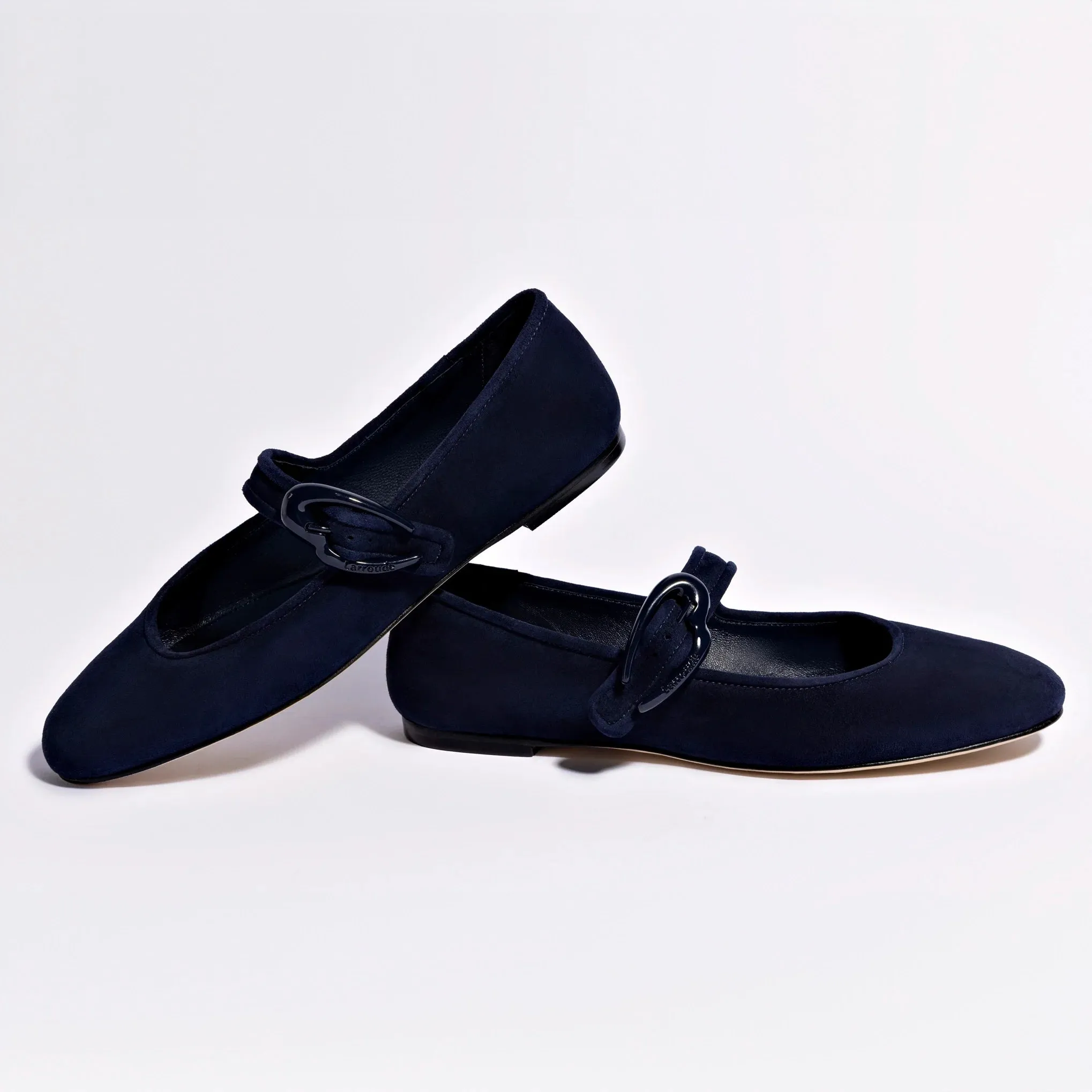 Larroude Verona Ballet Flat In Navy Suede