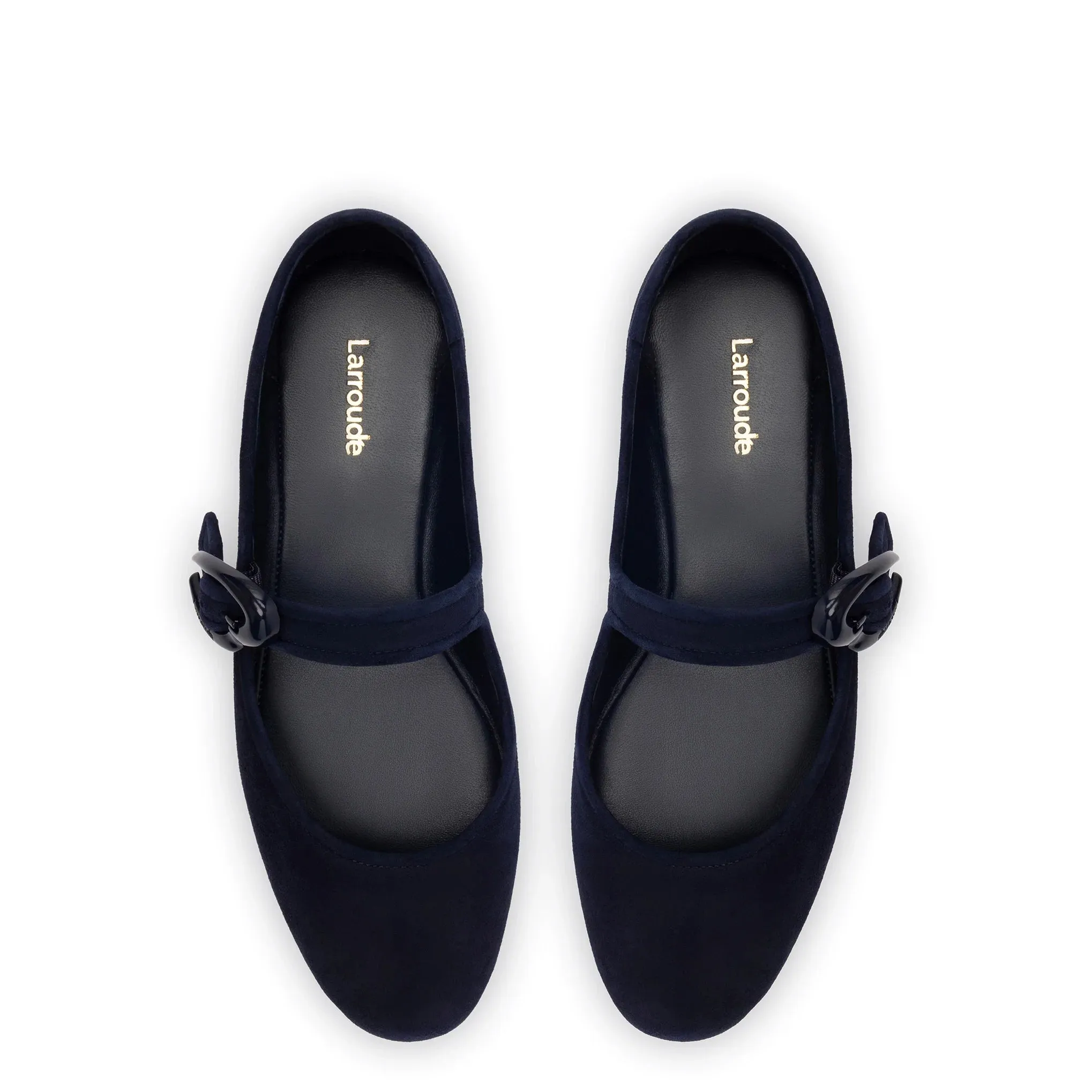 Larroude Verona Ballet Flat In Navy Suede