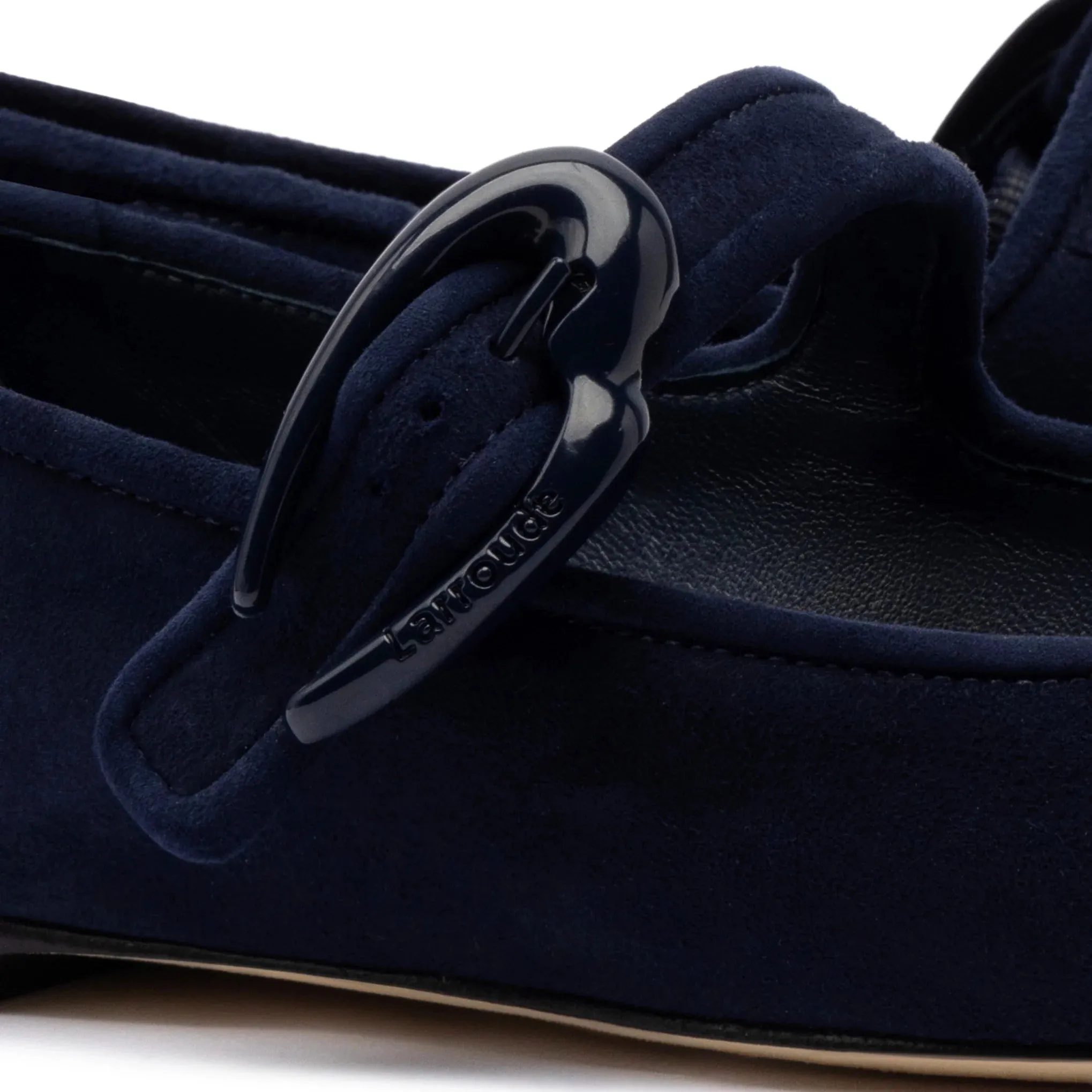Larroude Verona Ballet Flat In Navy Suede