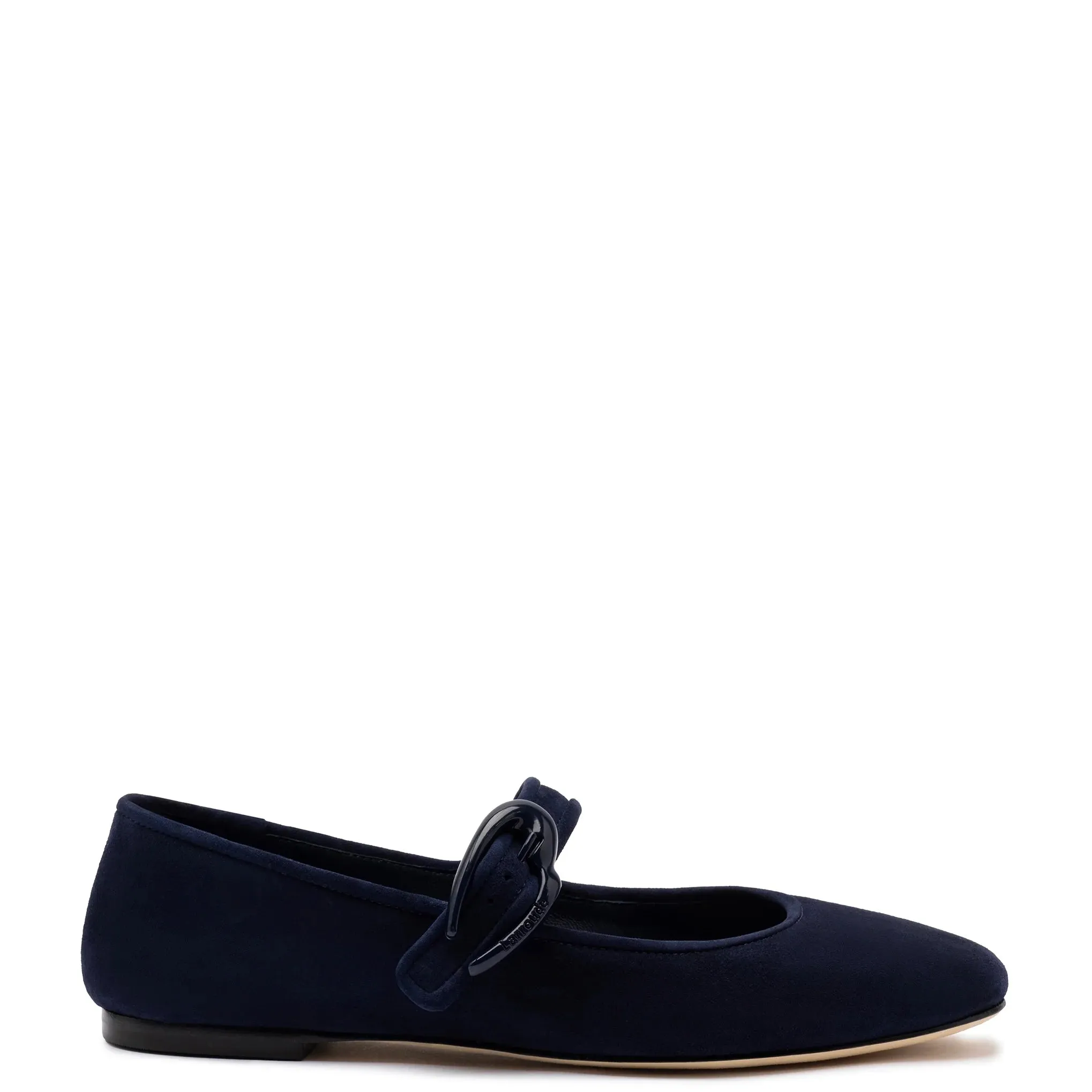 Larroude Verona Ballet Flat In Navy Suede