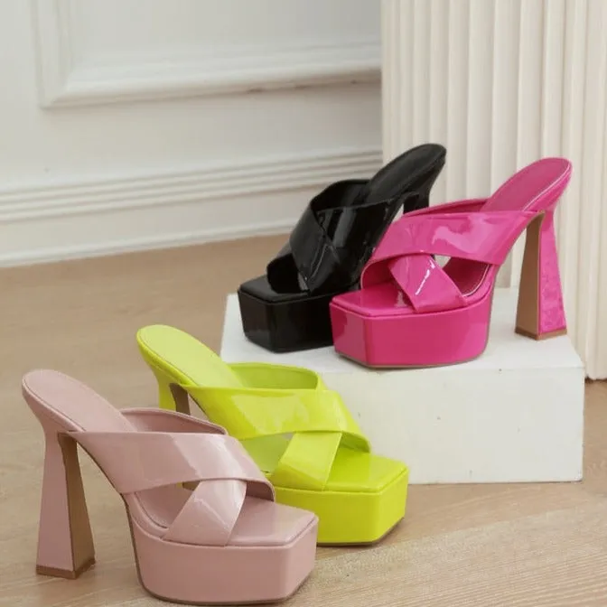 Patent Leather Platform Sandal