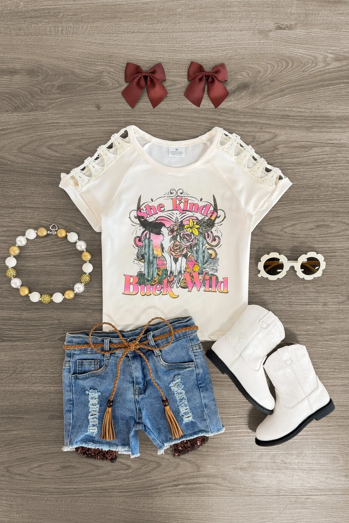 "She Kinda Buck Wild" Denim Short Set