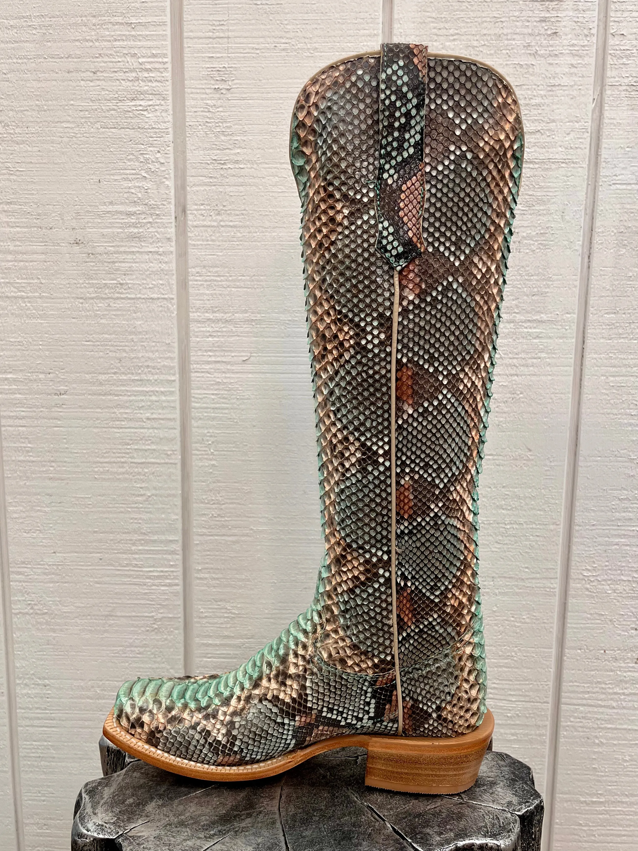 R. Watson Teal & Copper 17" Python Cowgirl Boots RWL7214
