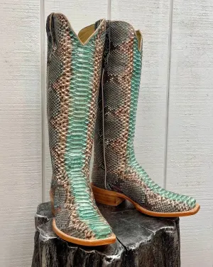 R. Watson Teal & Copper 17" Python Cowgirl Boots RWL7214