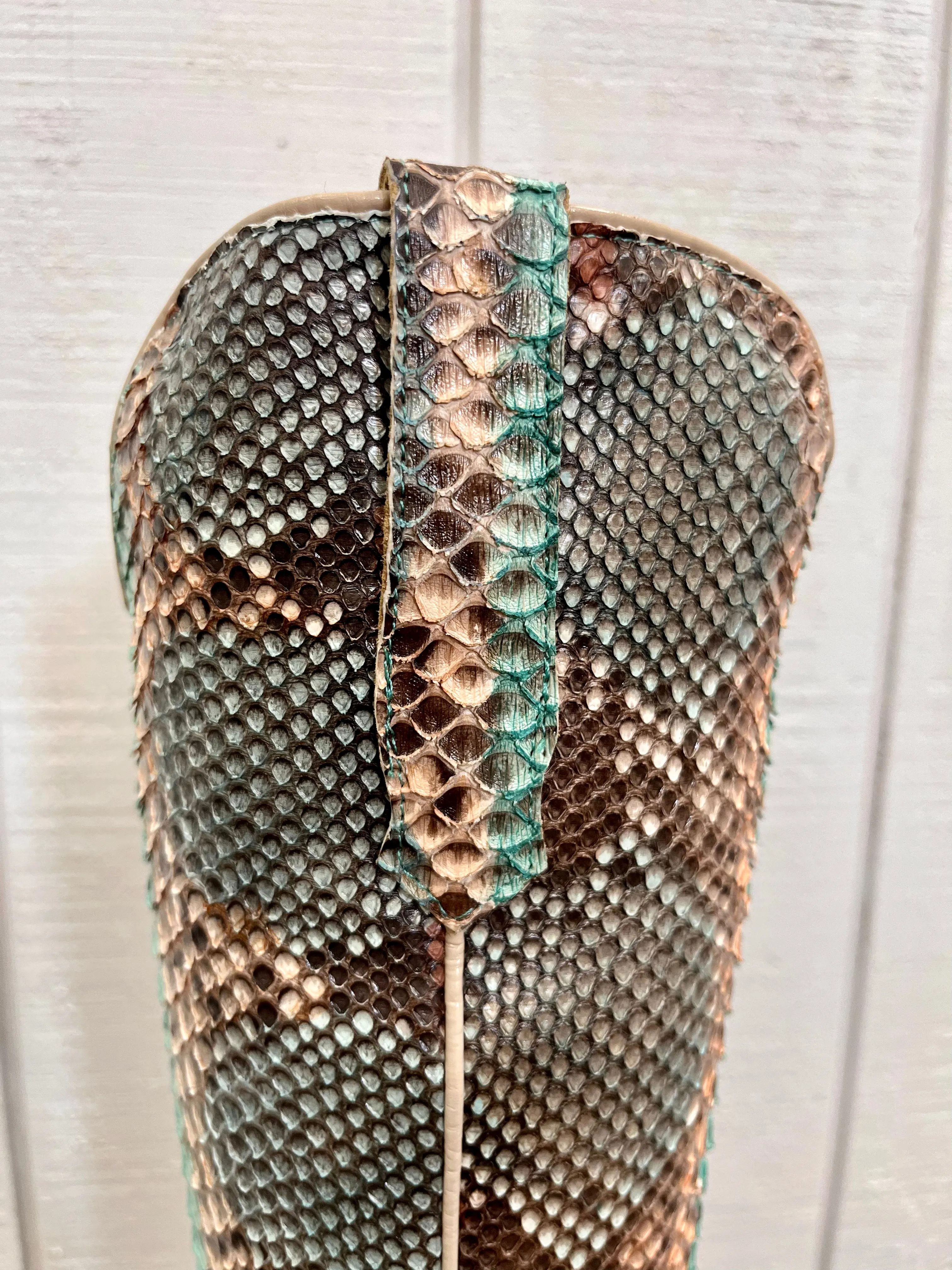 R. Watson Teal & Copper 17" Python Cowgirl Boots RWL7214