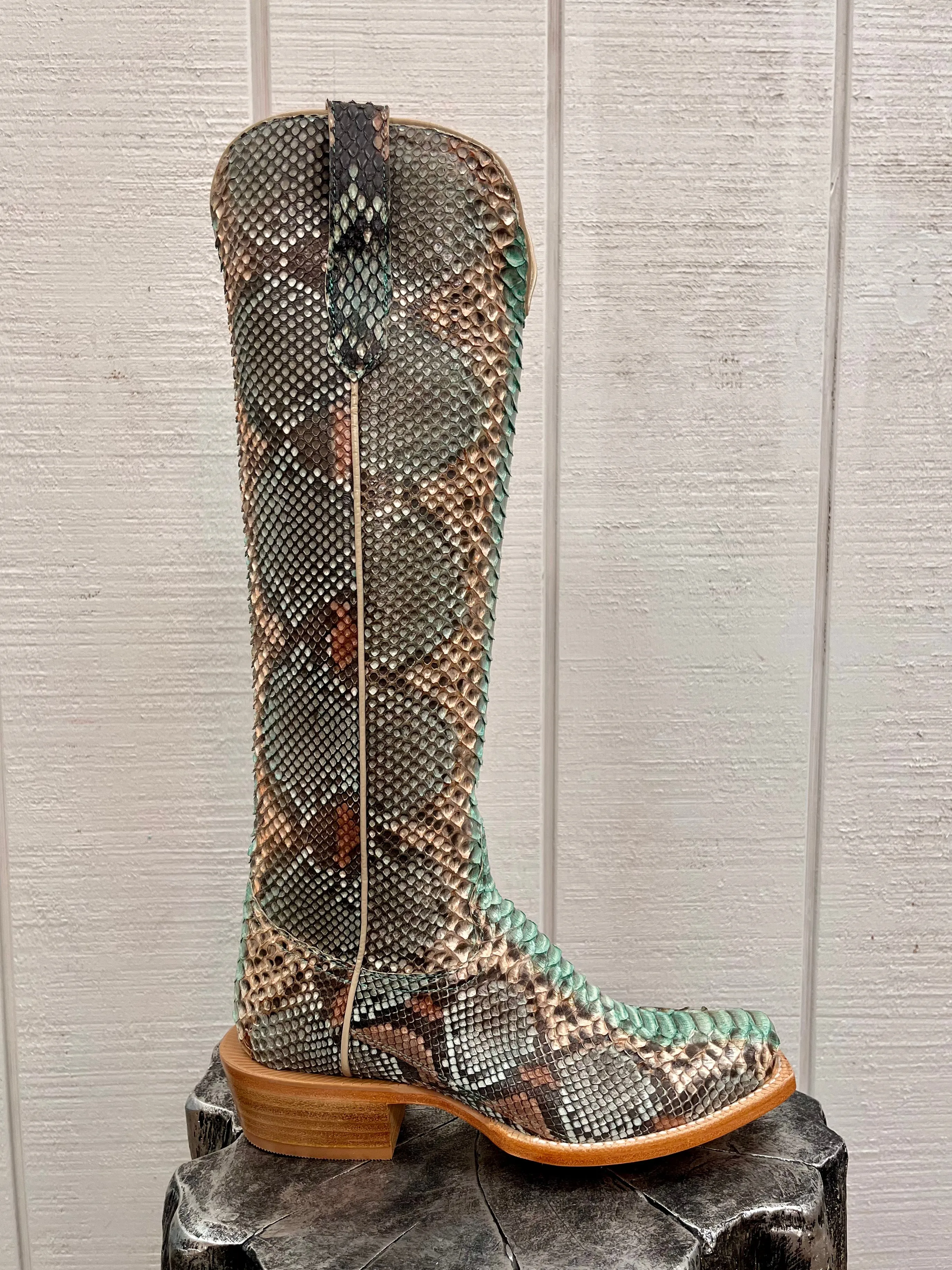 R. Watson Teal & Copper 17" Python Cowgirl Boots RWL7214