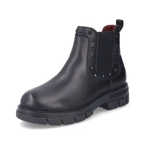 Rieker Ladies Boot Z915 Chunky soled Ankle boot with Elastic side and zip BLACK Z9154-00