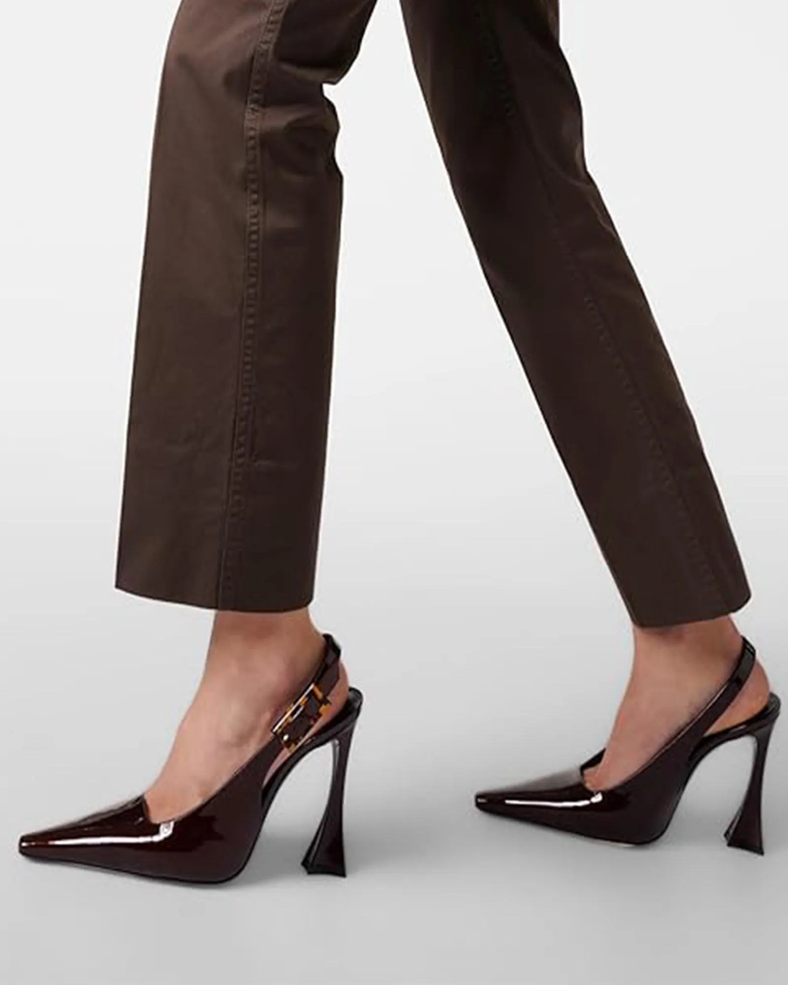 Sagan Leopard Buckle Slingback Flared Heels In Wine