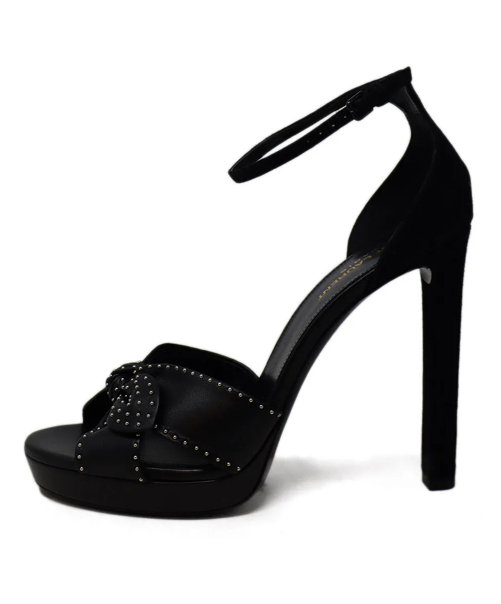 Saint Laurent Black Leather & Suede Stud Heels sz 11