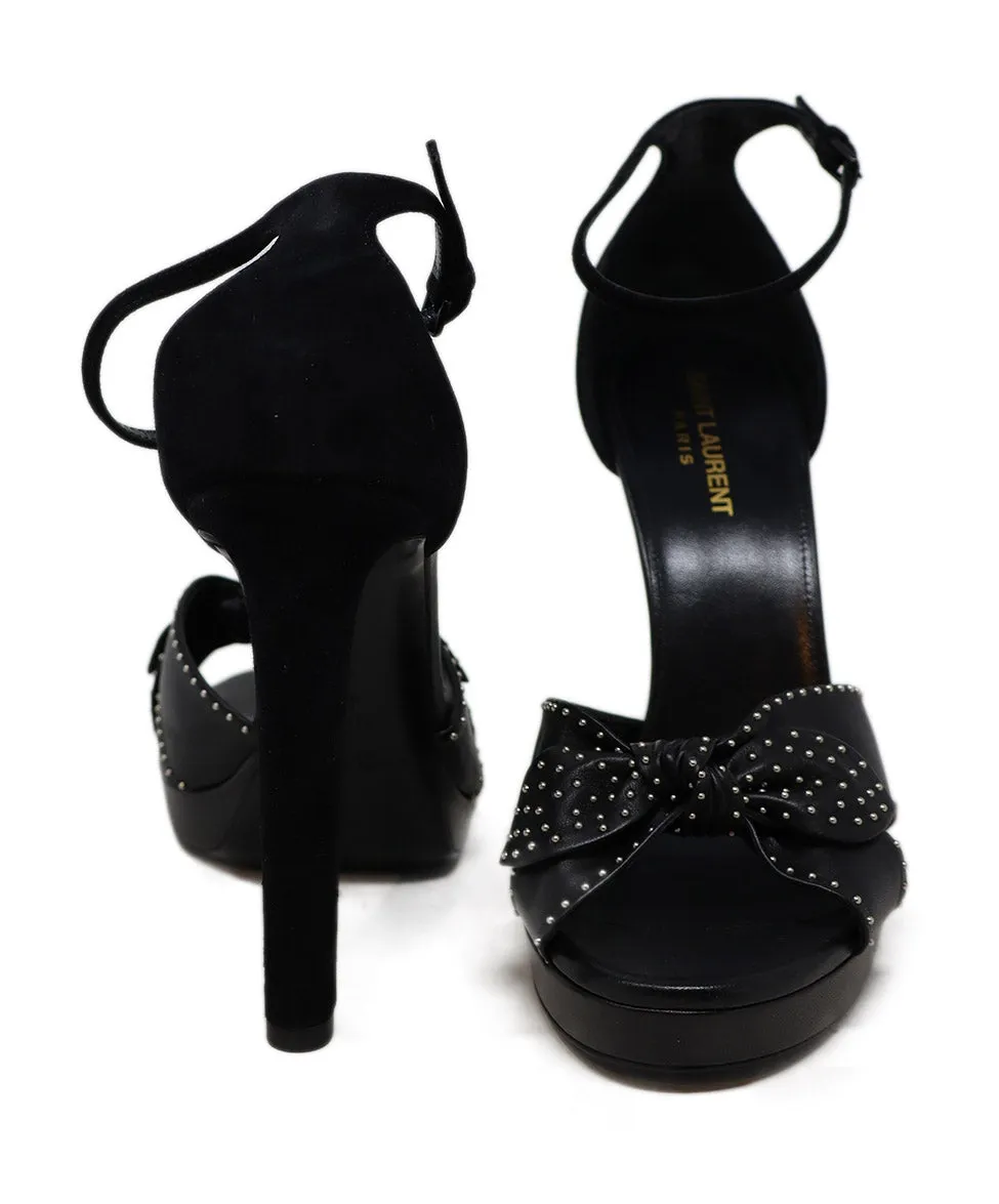 Saint Laurent Black Leather & Suede Stud Heels sz 11