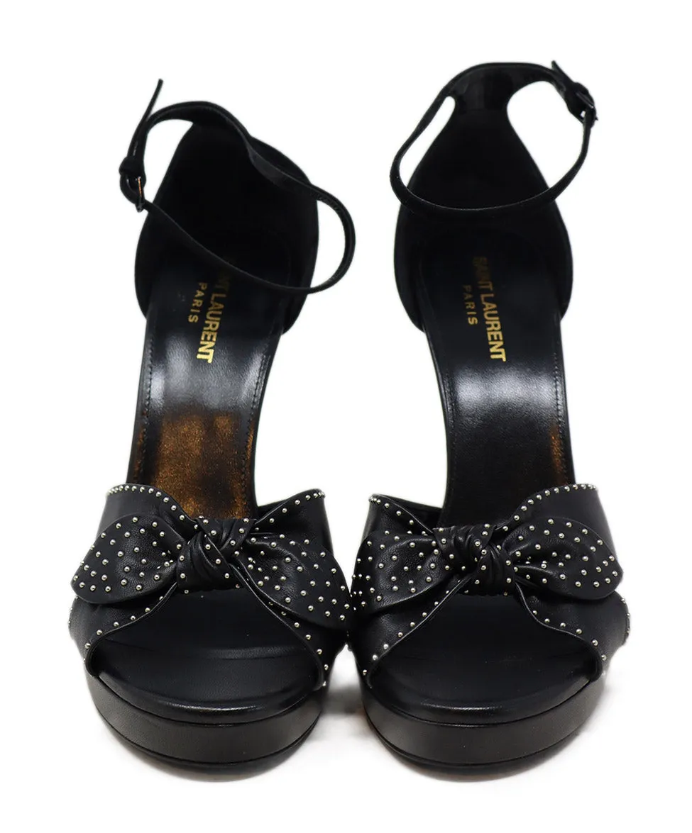Saint Laurent Black Leather & Suede Stud Heels sz 11