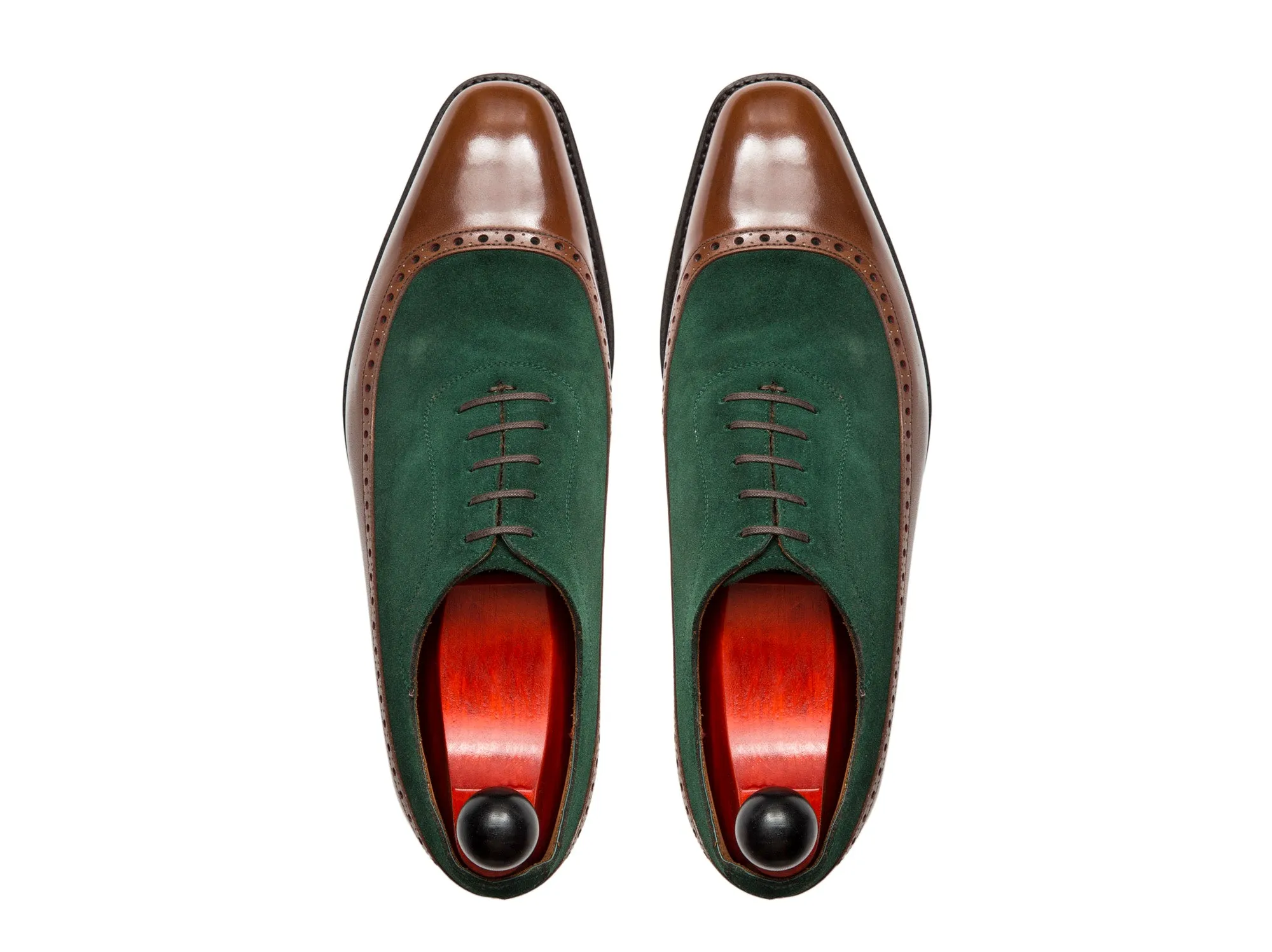 Sebastien - MTO - Caramel Calf / Bottle Green Suede - LPB Last - Country Rubber Sole