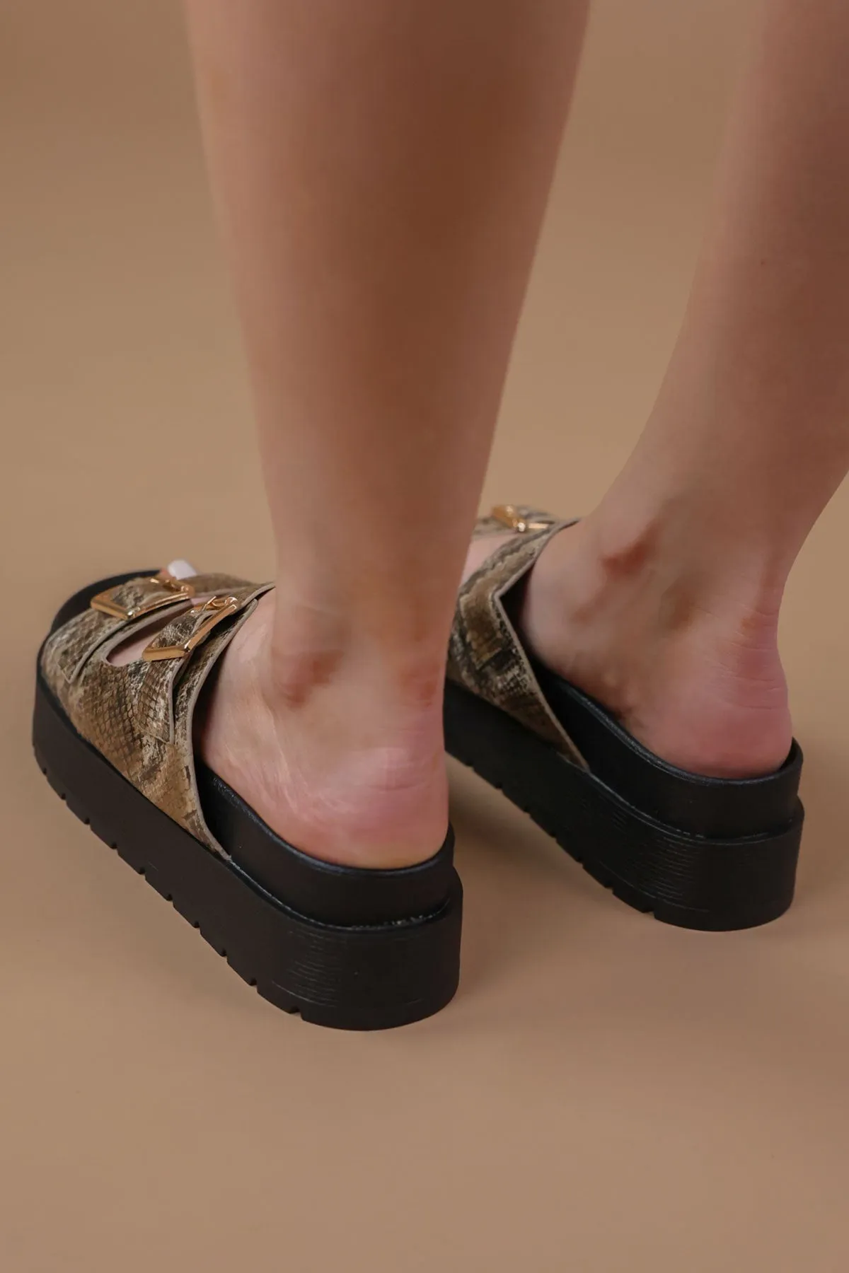 Snake Chunky Buckle Sandals