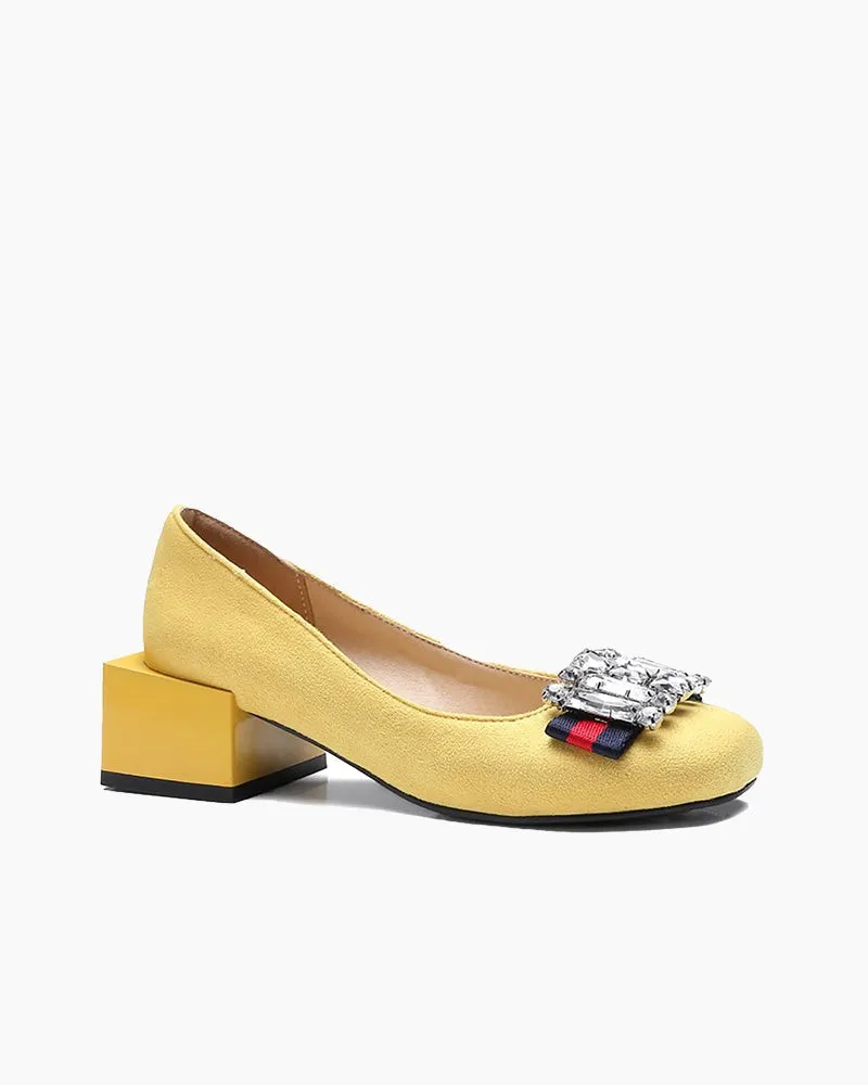 Square Toe Sequins Rhinestones Wedge Loafers