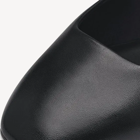 Tamaris Black Leather Ballerina Pump with Cross Strap