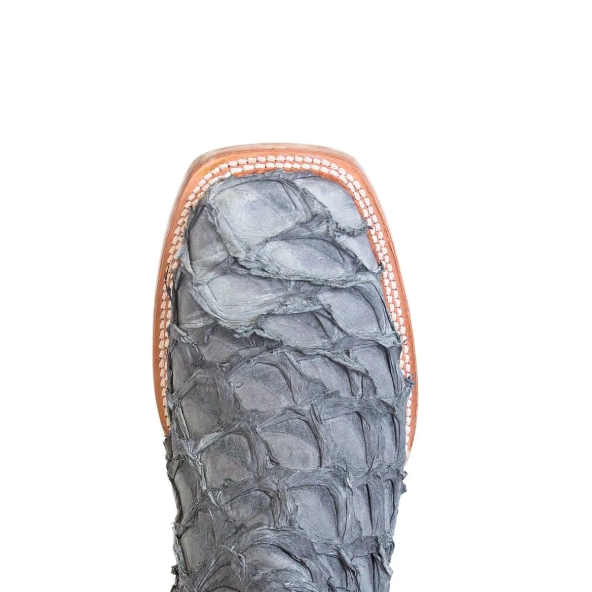 Tanner Mark Men's Genuine Monster Fish Square Toe Boots Grey TMX201333