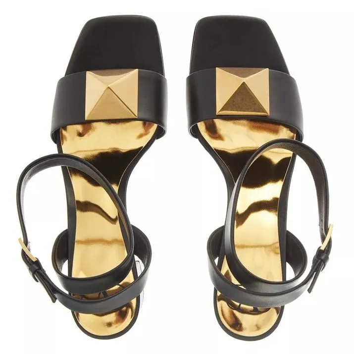 Valentino Garavani One Stud 60 Leather Sandals Black