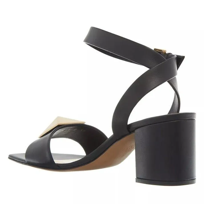 Valentino Garavani One Stud 60 Leather Sandals Black