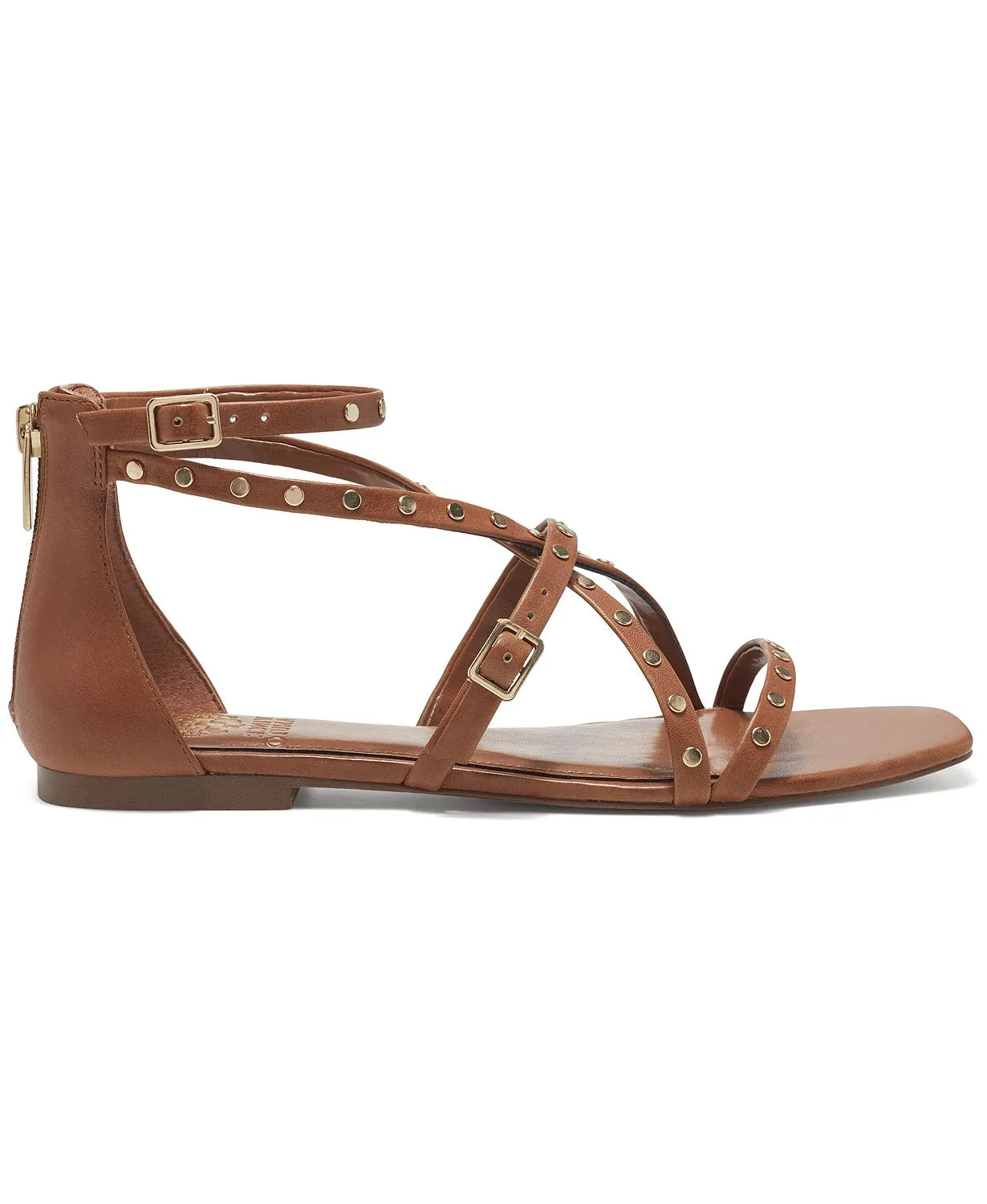 Vince Camuto Seseti Leather Square Toe Strappy Gladiator Sandal BARN BROWN