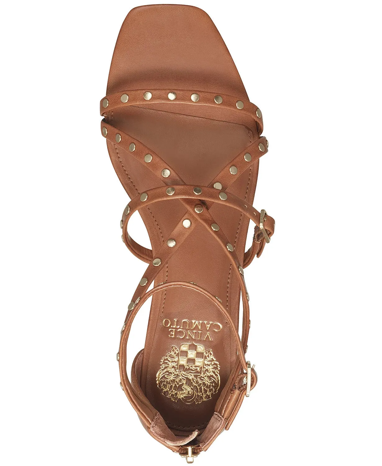 Vince Camuto Seseti Leather Square Toe Strappy Gladiator Sandal BARN BROWN
