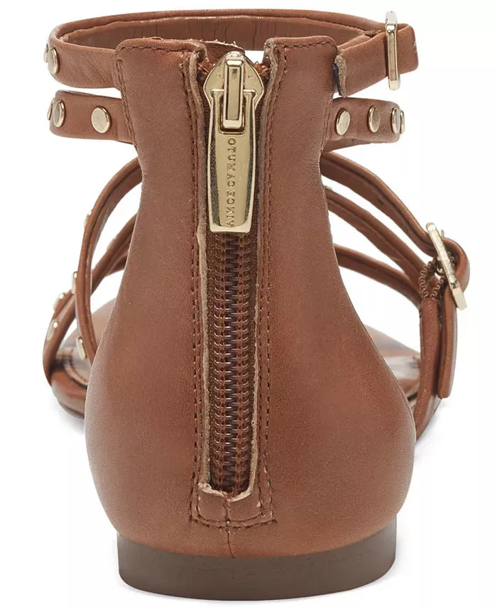 Vince Camuto Seseti Leather Square Toe Strappy Gladiator Sandal BARN BROWN