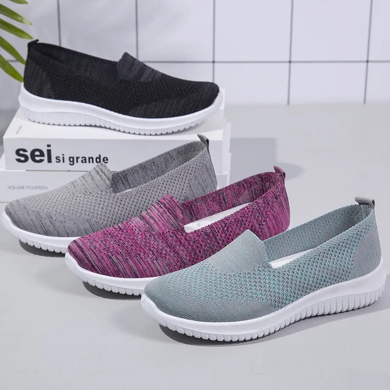 Women Platform Shoes Light Sneakers Breathable Mesh Summer Outdoor Slip-On Sock Casual Shoes Plus Size Tennis Feminino Sapatilha